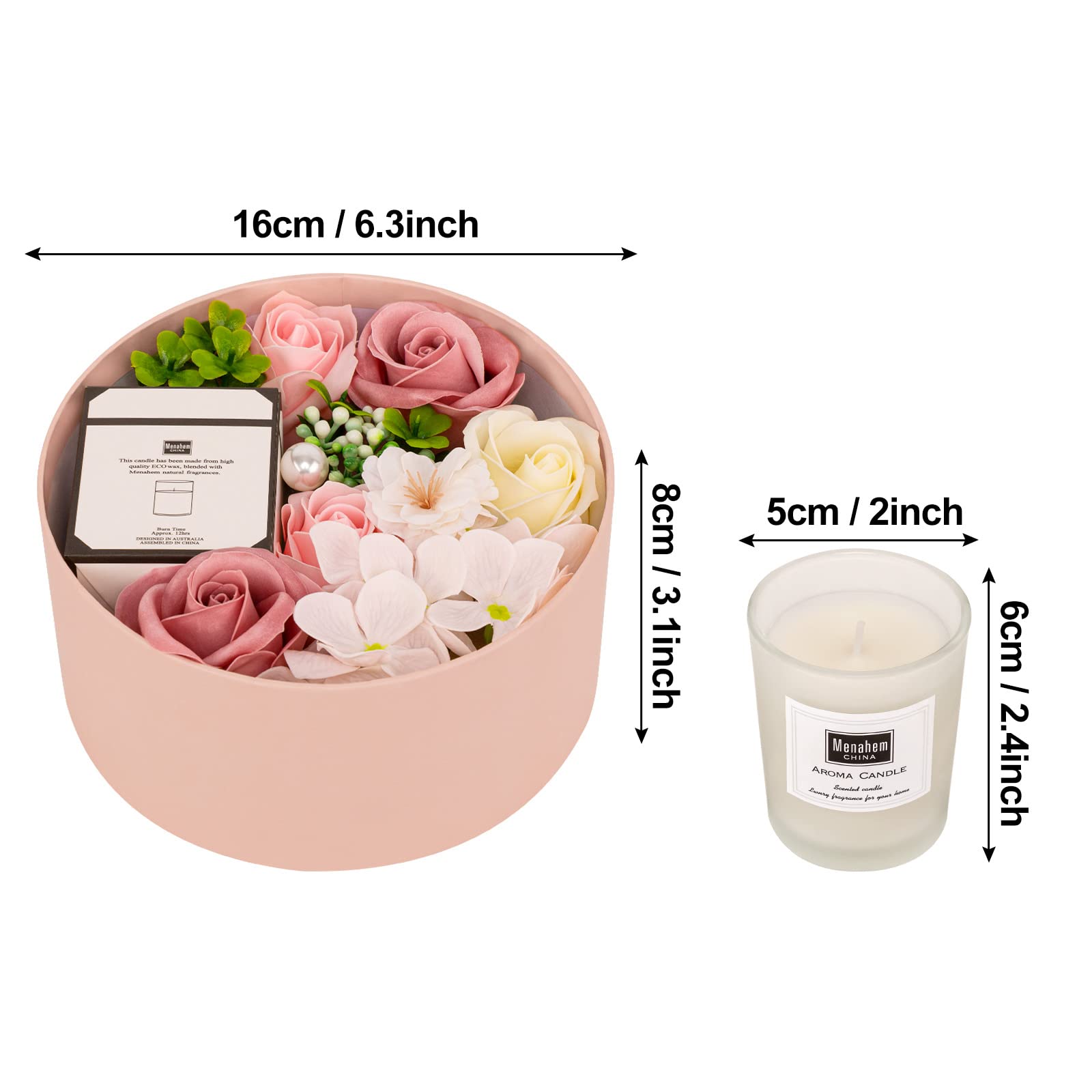 Fleur de Savon avec Coffret Bougies Parfumées - Cadeau Personnalisé pour Femme - Idéal pour Anniversaire, Fête des Mères, Saint-Valentin, Noël - Lunea